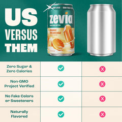 Zevia Zero Sugar Soda, Orange Creamsicle, 12 oz Cans (8-Pack) – Caffeine Free, Naturally Sweetened, No Calorie Soda - Non-GMO Project Verified, Gluten-Free, Vegan