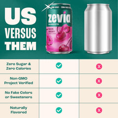 Zevia Zero Sugar Soda, Black Cherry, 16 oz Cans (12-Pack) – Naturally Sweetened, Non-GMO Project Verified, Gluten-Free, Vegan